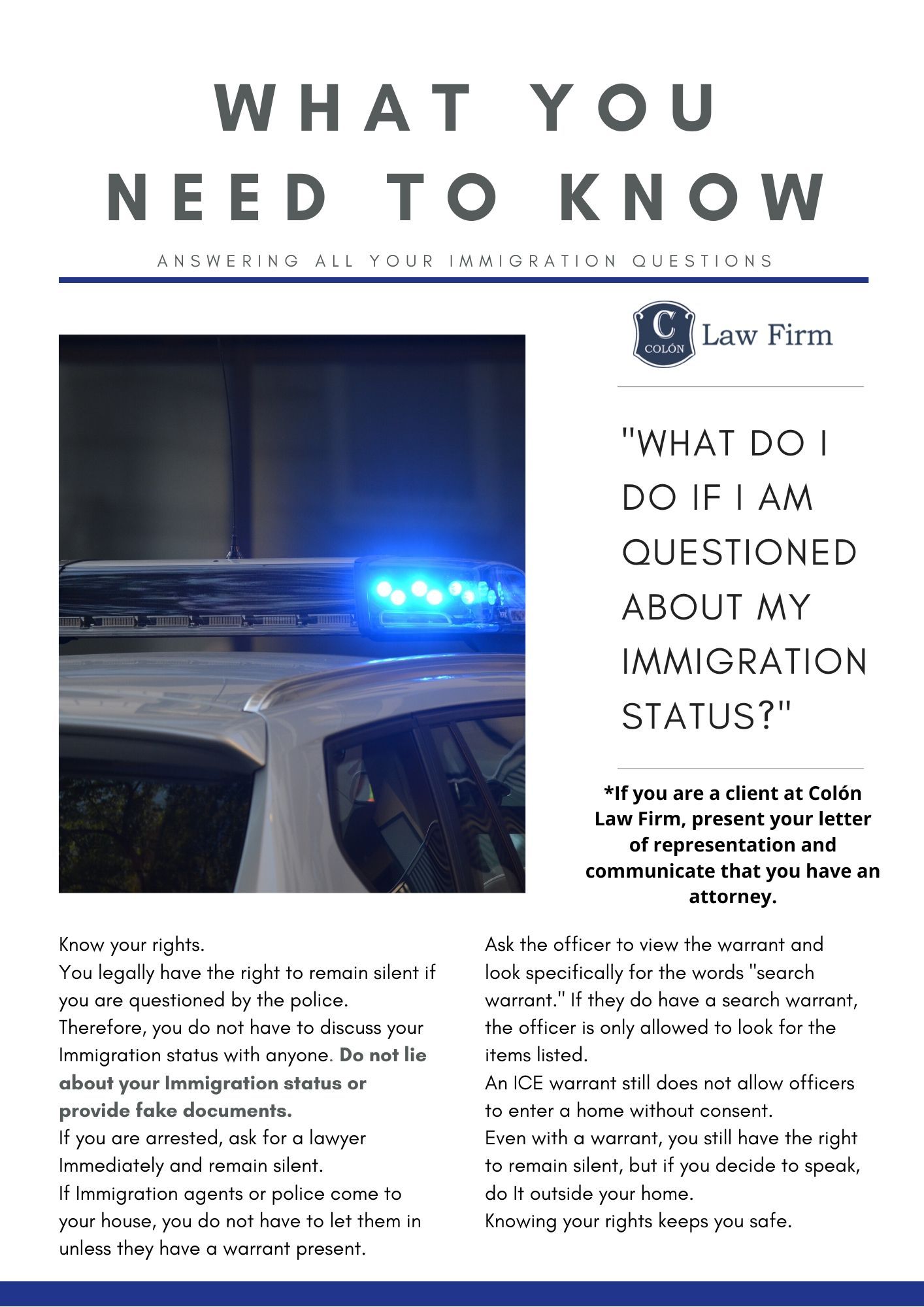 Colon Law Firm Newsletter: What You Need to Know When Questioned About My Immigration Status